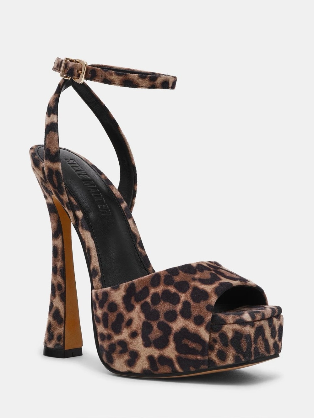 NEW Steve Madden SASS Leopard Ankle Strap Platform Heels 10